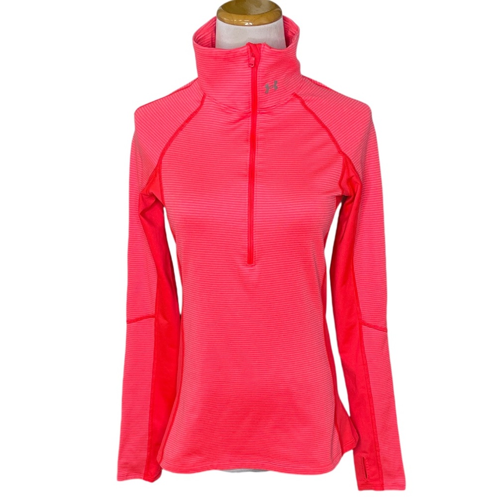 Under Armour Cold Gear Neon Pink Striped Half-Zip Pullover
